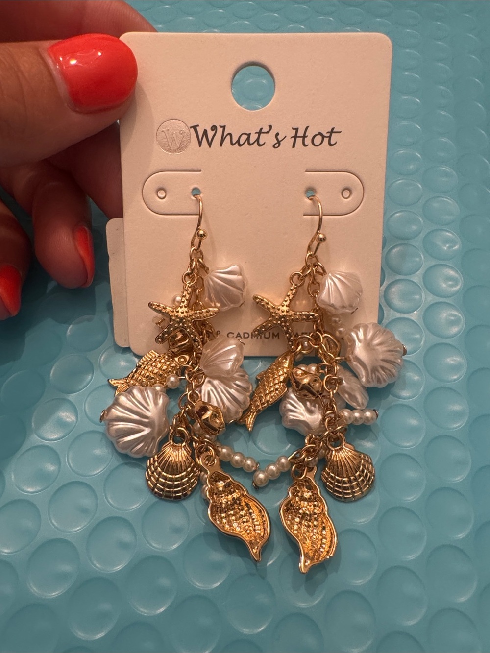 Gold-Tone Seashell & Pearl Drop Earrings - White